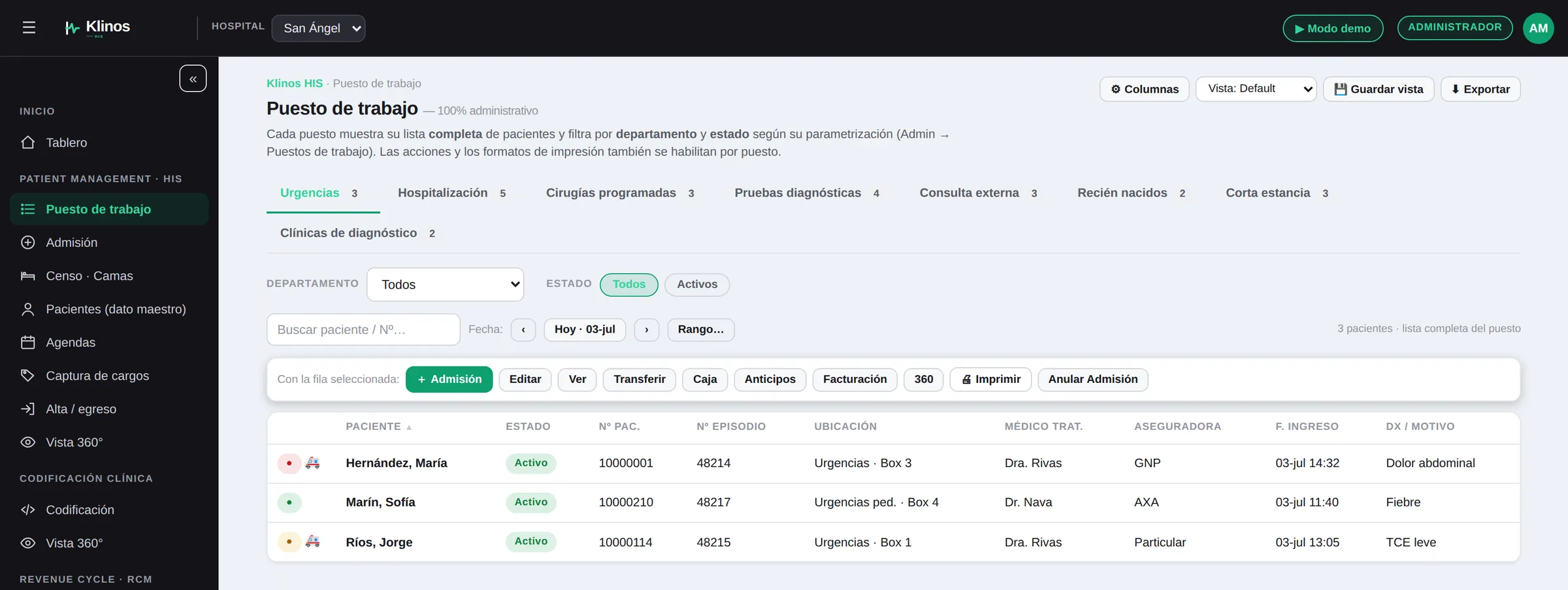 Klinos PM — Puesto de trabajo